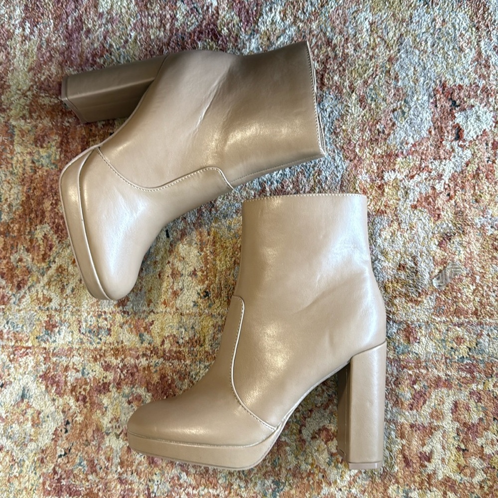 Tan Leather Heeled Booties
